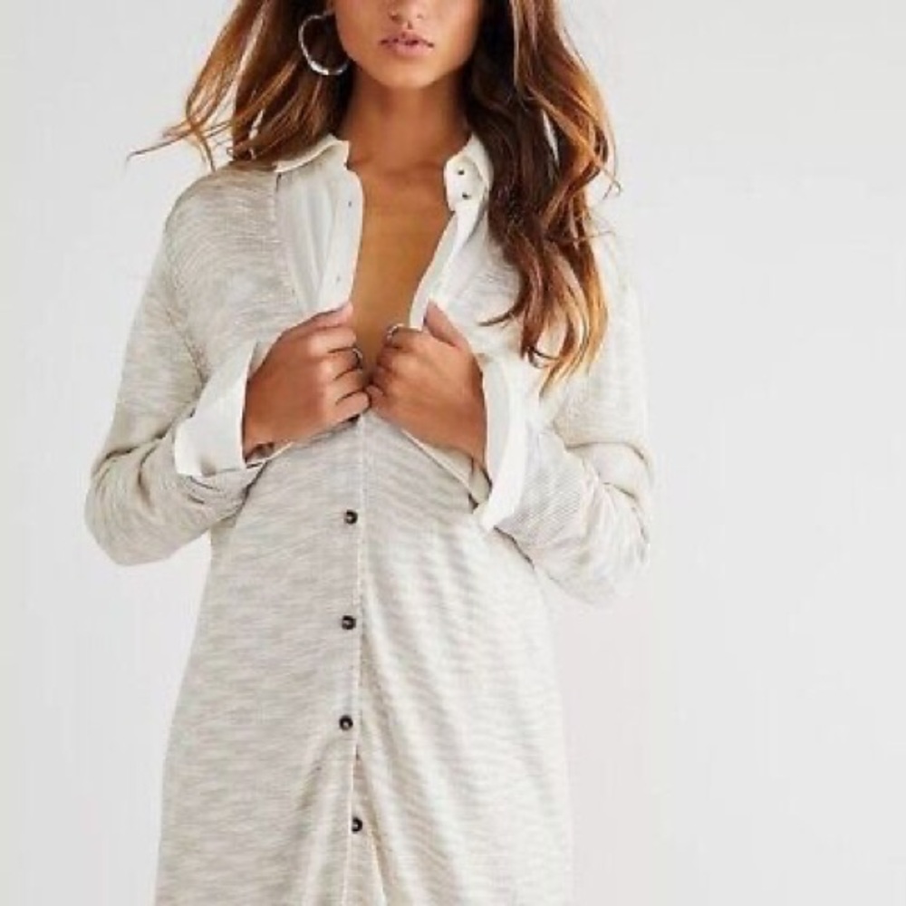 NWOT Free People Into The Night LS Tunic Cardigan Sweater, Sz XS, Color- Oatmeal